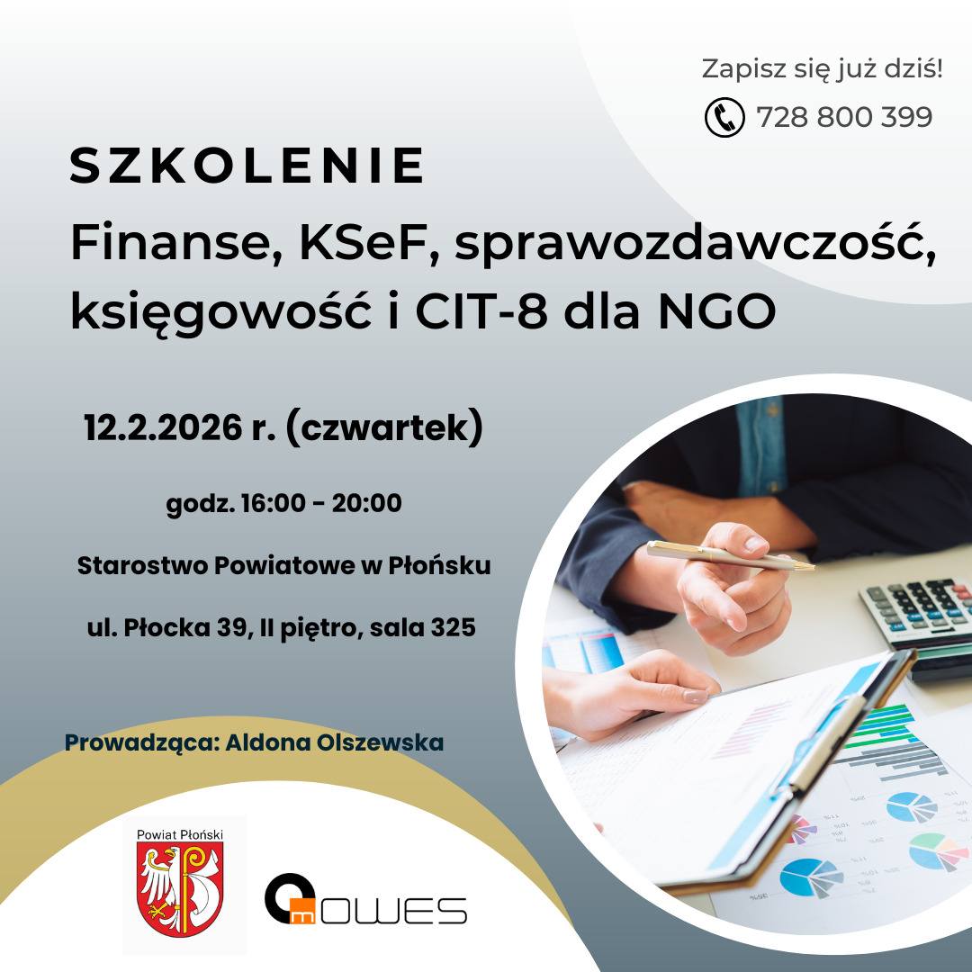 Szkolenie dla NGO - Finanse, KSeF, sprawozdawczość, księgowość i CIT-8