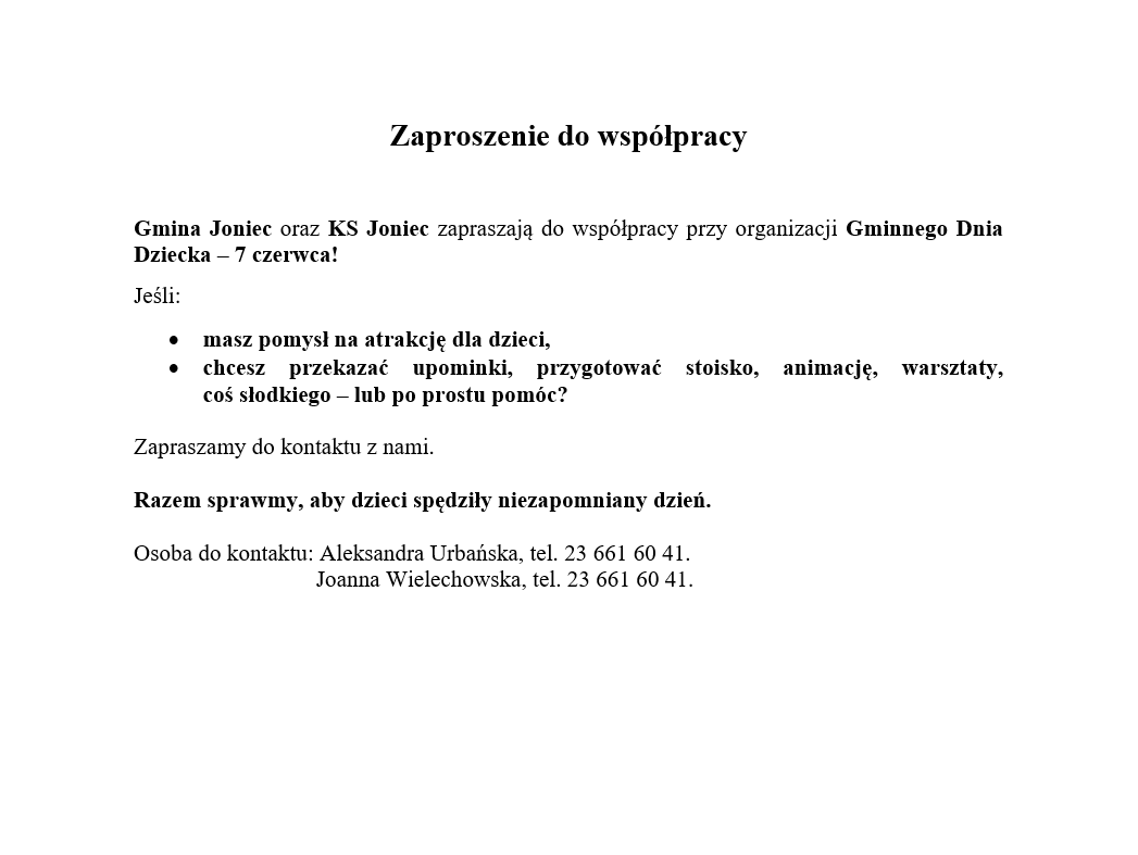 Zaproszenie do współpracy