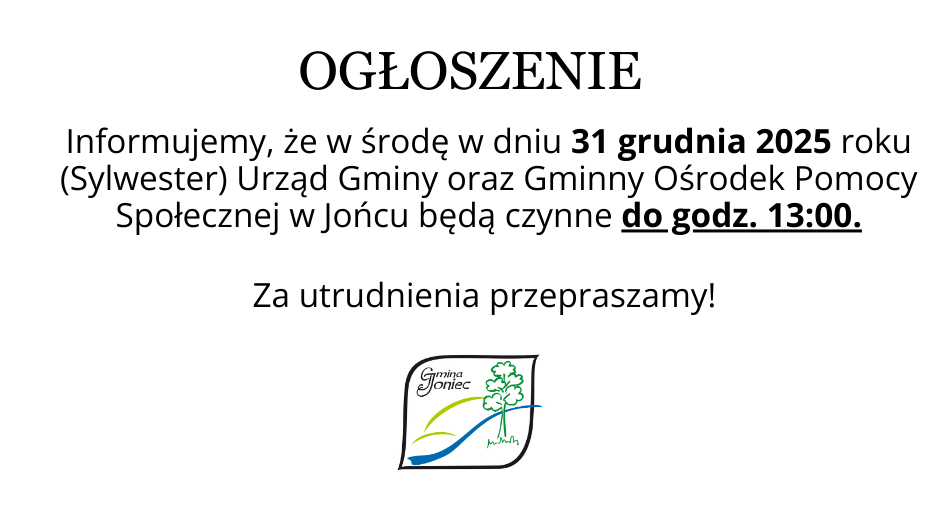 Uwaga! Urząd w dniu 31.12 otwarty do godz. 13:00