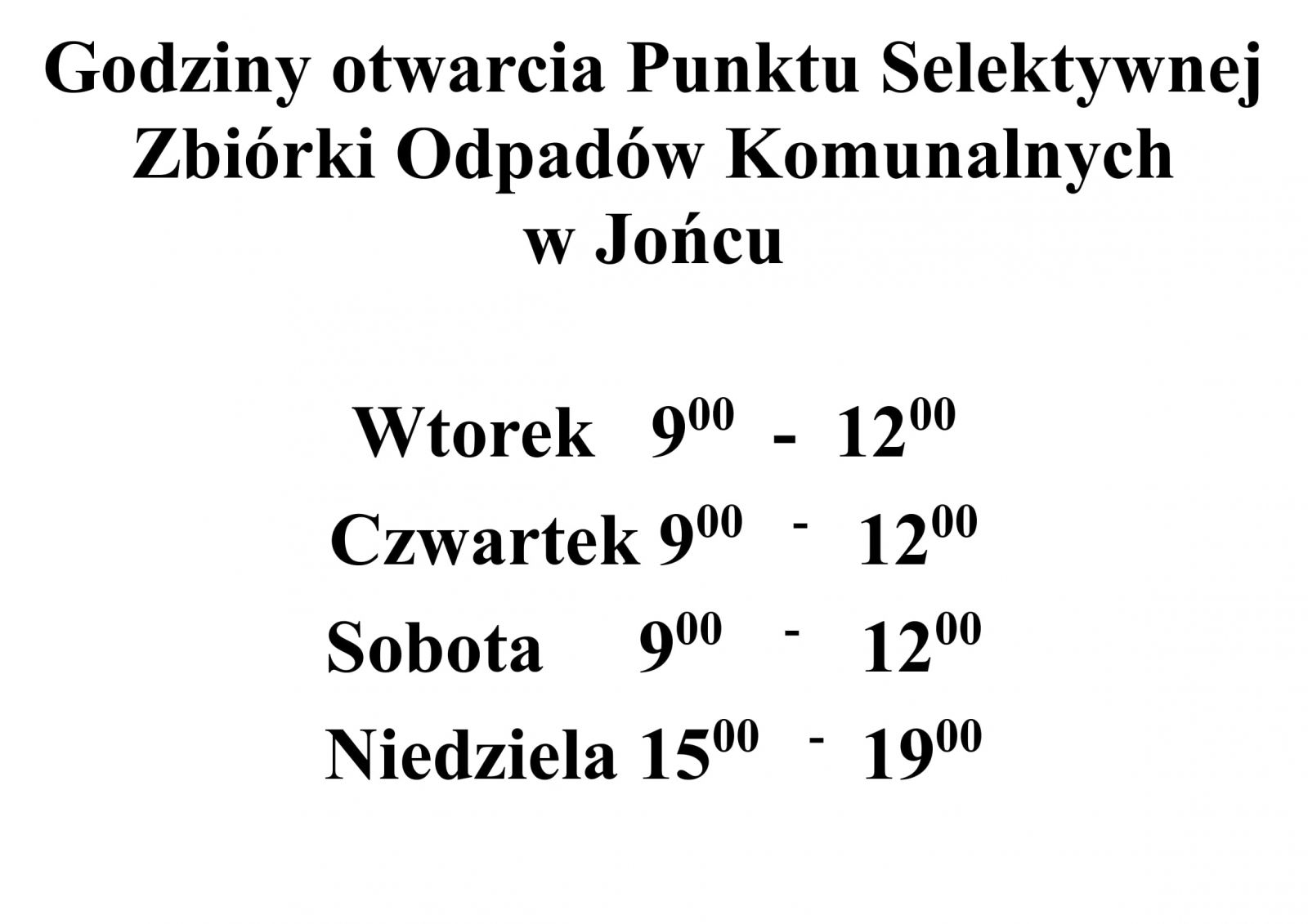 Nowe godziny otwarcia PSZOK