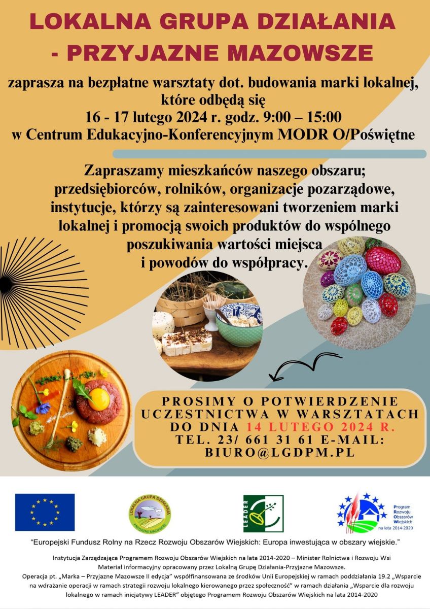 Zaproszenie na warsztaty na temat budowania marki lokalnej od LGD PM