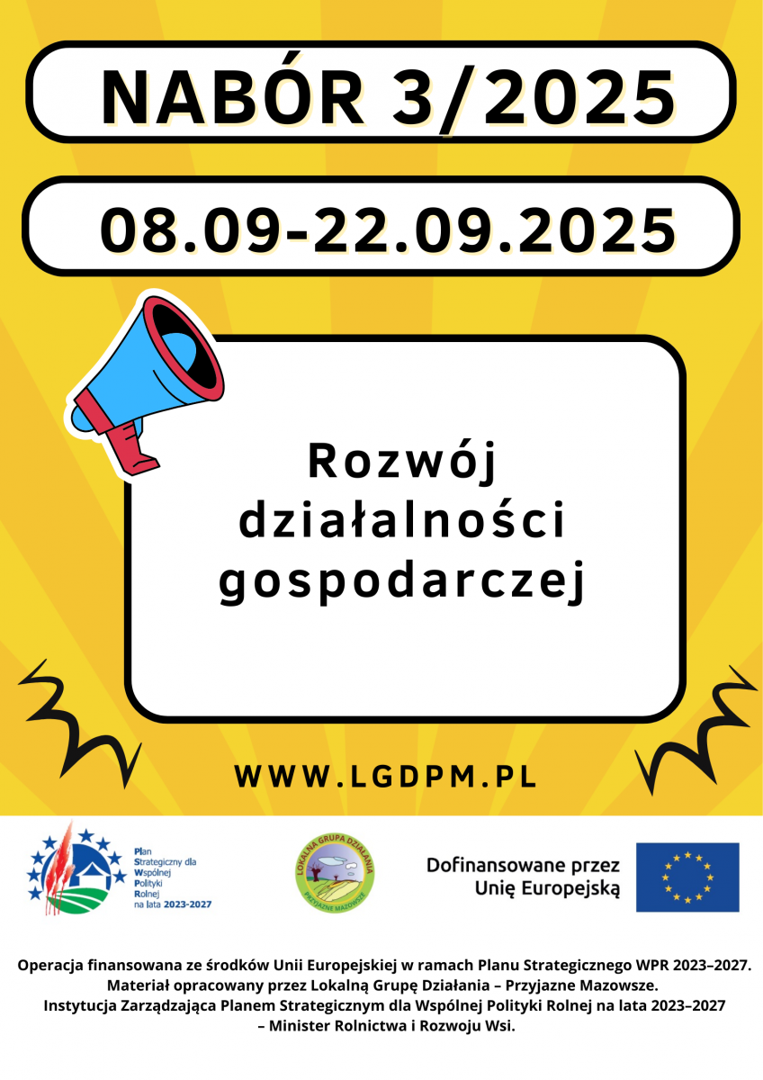 Lokalna Grupa Działania – Przyjazne Mazowsze ogłasza nabór wniosków o przyznanie pomocy