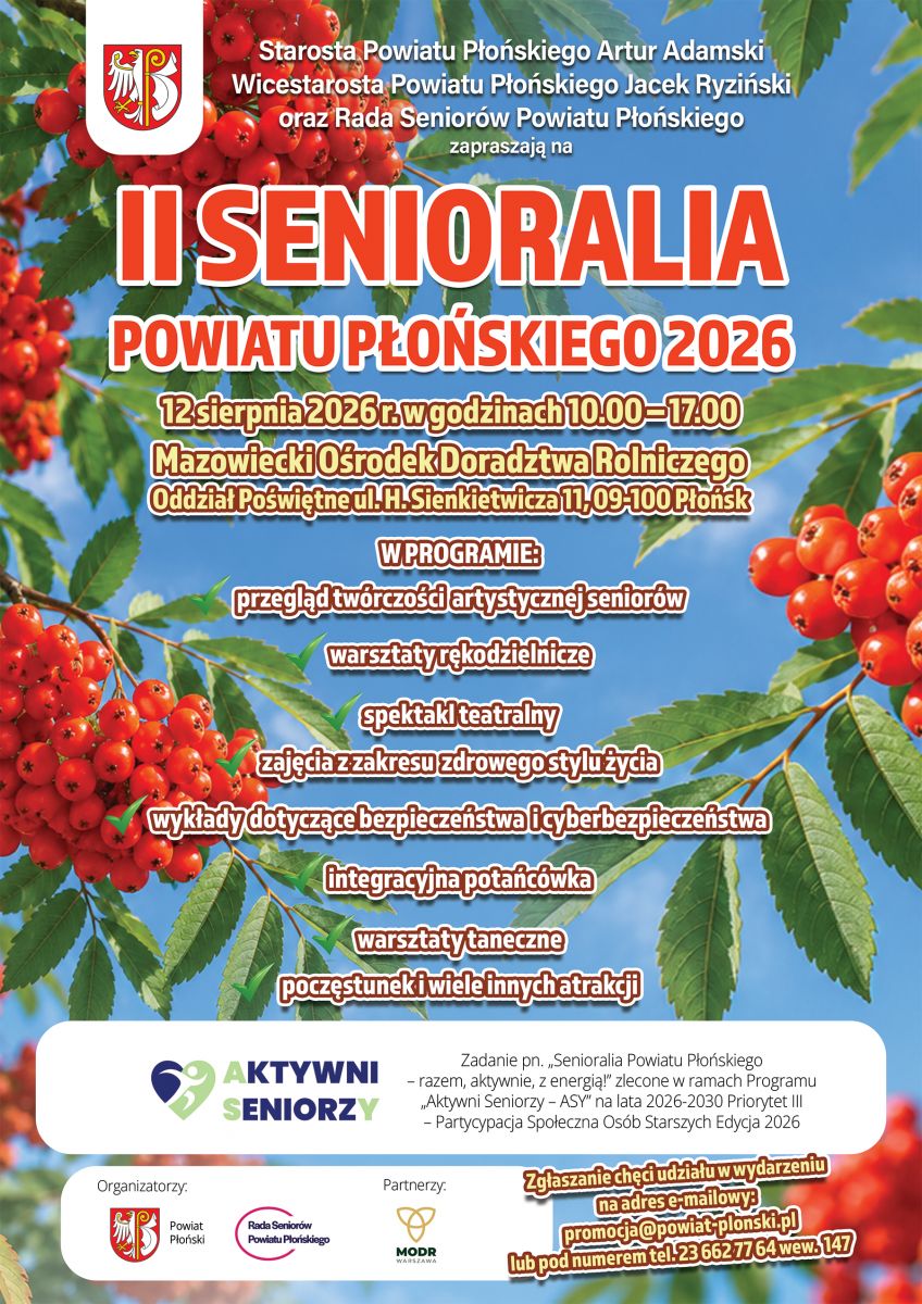 Zapraszamy do udziału w II Senioraliach Powiatu Płońskiego 2026!