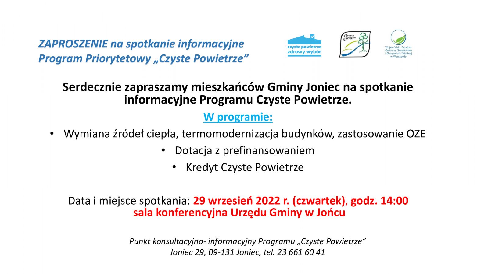 Spotkanie informacyjne - Program Czyste Powietrze