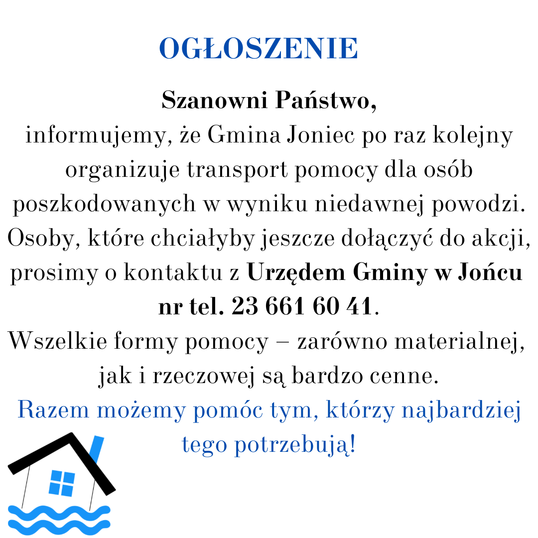 Pomoc dla oób poszkodowanych w wyniku powodzi.