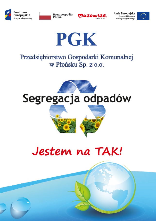 Broszura informacyjna Przedsiębiorstwa Gospodarki Komunalnej w Płońsku dotycząca segregacji odpadów