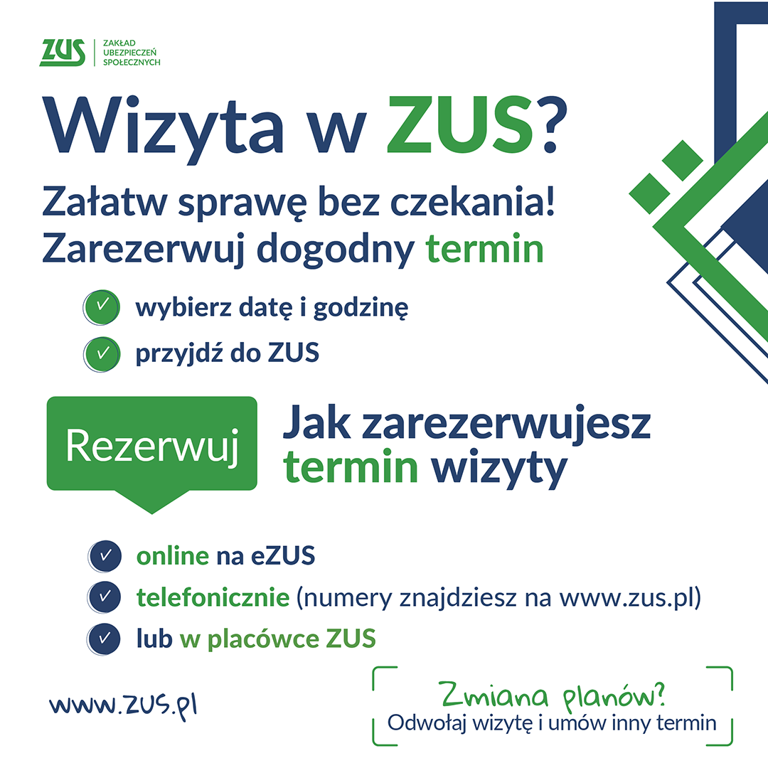 Rezerwacja wizyt w ZUS -  wygoda, oszczędność czasu i większy komfort dla klientów.