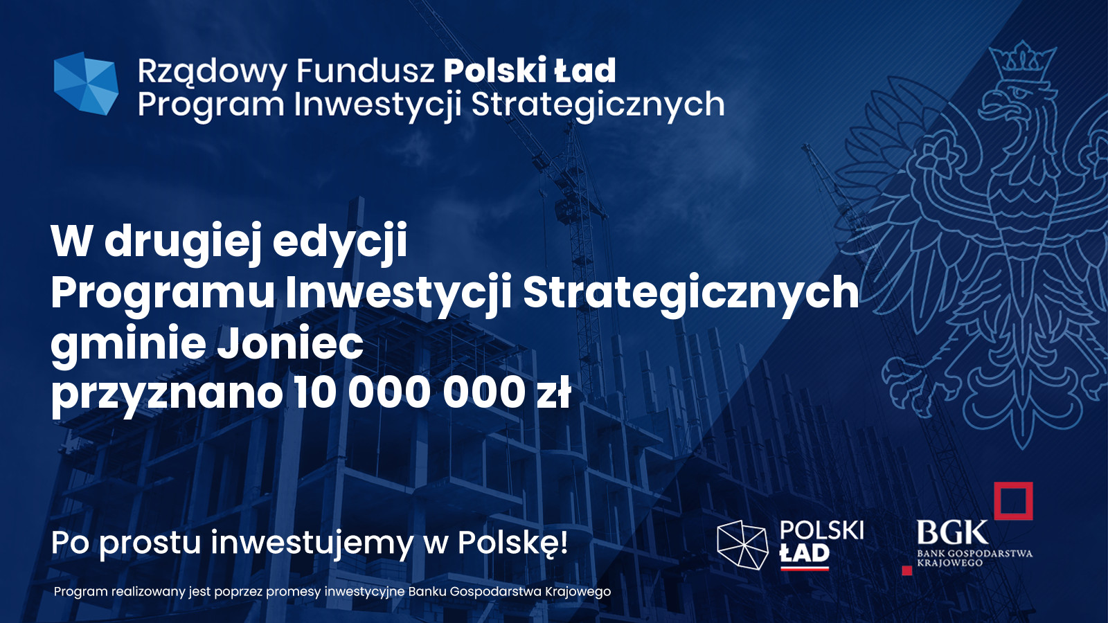 10 milionów dla gminy Joniec!