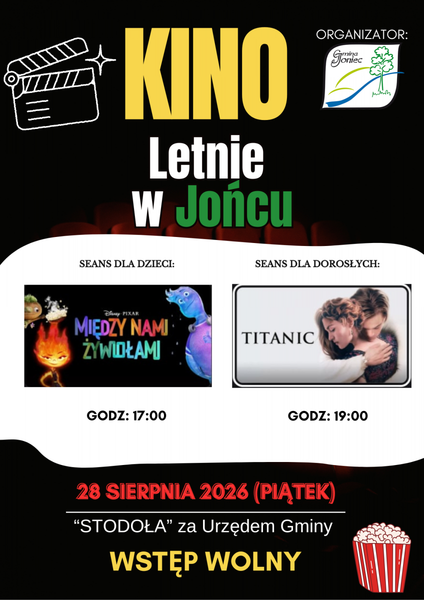 Zapraszamy na Kino Letnie w Jońcu! - 28.08.2026 r.