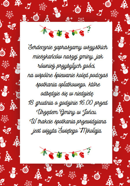 Zaproszenie na wspólne kolędowanie