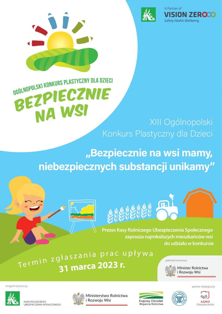 Zachęcamy do udziału w konkursie KRUS ,,Bezpiecznie na wsi