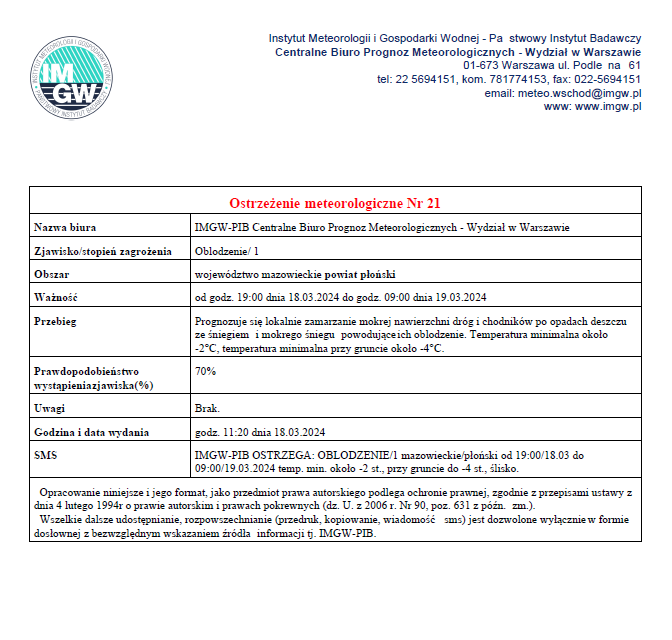 Ostrzeżenie meteorologiczne