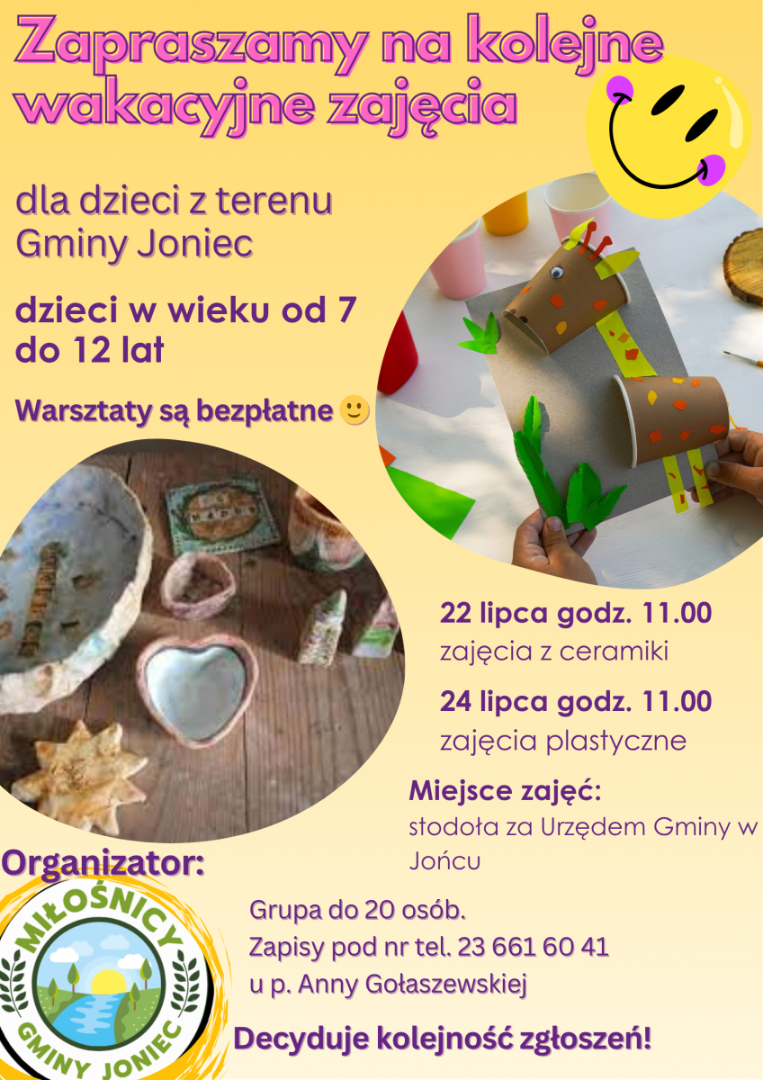 Warsztaty ceramiczne oraz plastyczne dla dzieci - zapraszamy!