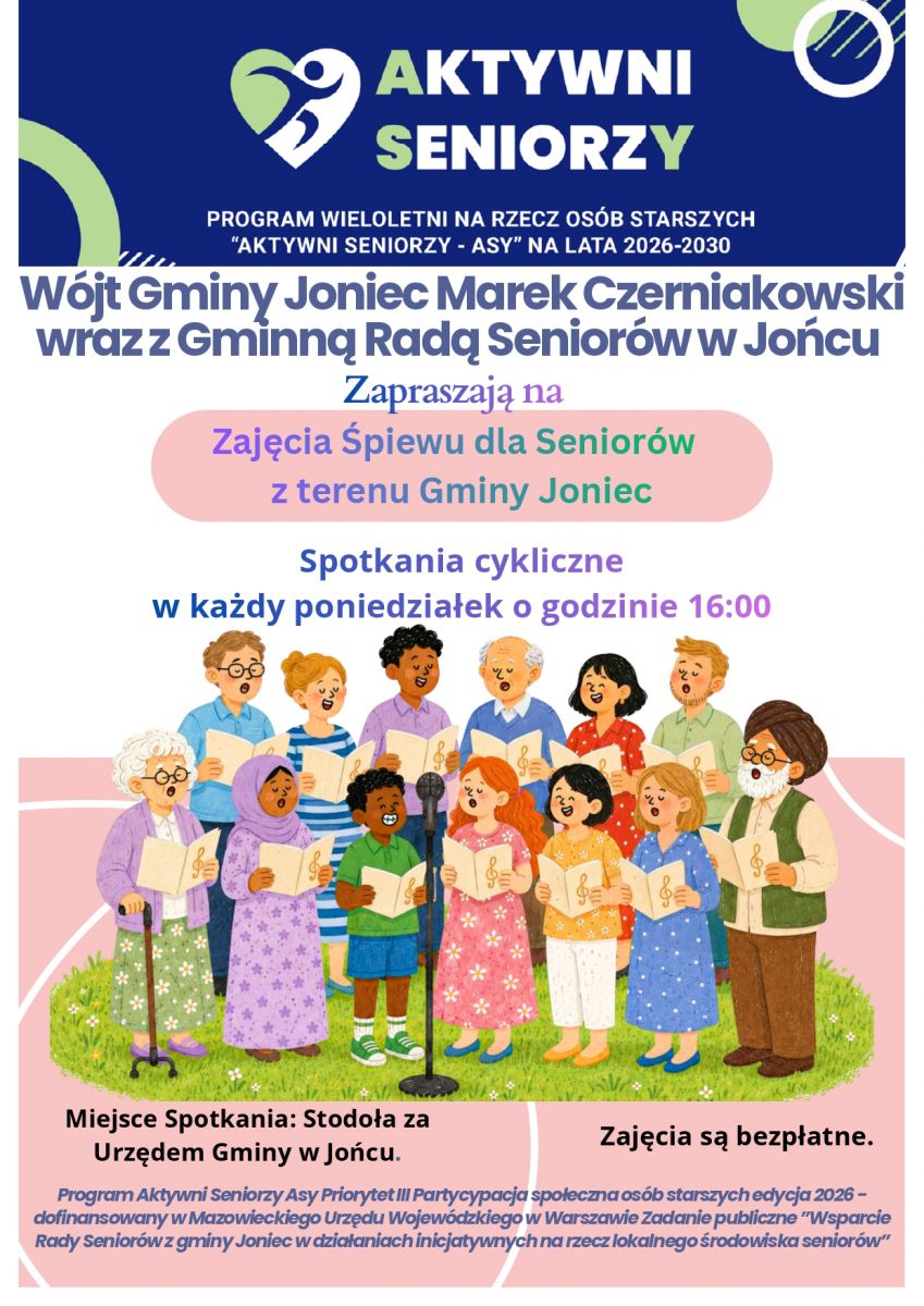 Zajęcia śpiewu dla seniorów z terenu Gminy Joniec