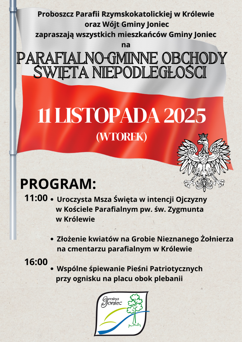 Zaproszenie na Obchody Narodowego Święta Niepodległości - 11 listopada 2025