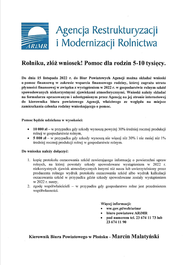 Pomoc dla rodzin z ARiMR
