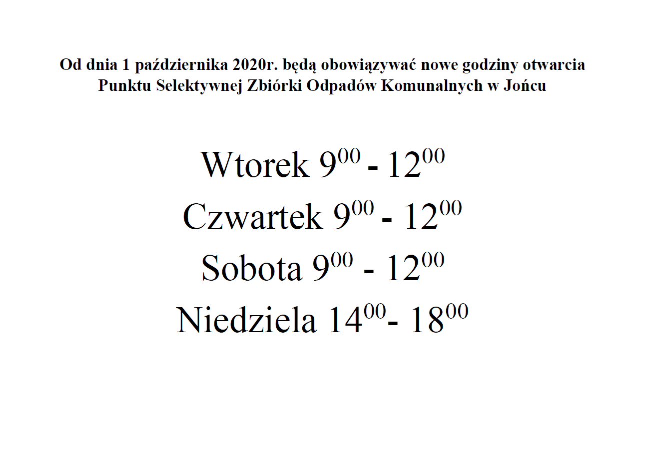 Nowe godziny otwarcia PSZOKu