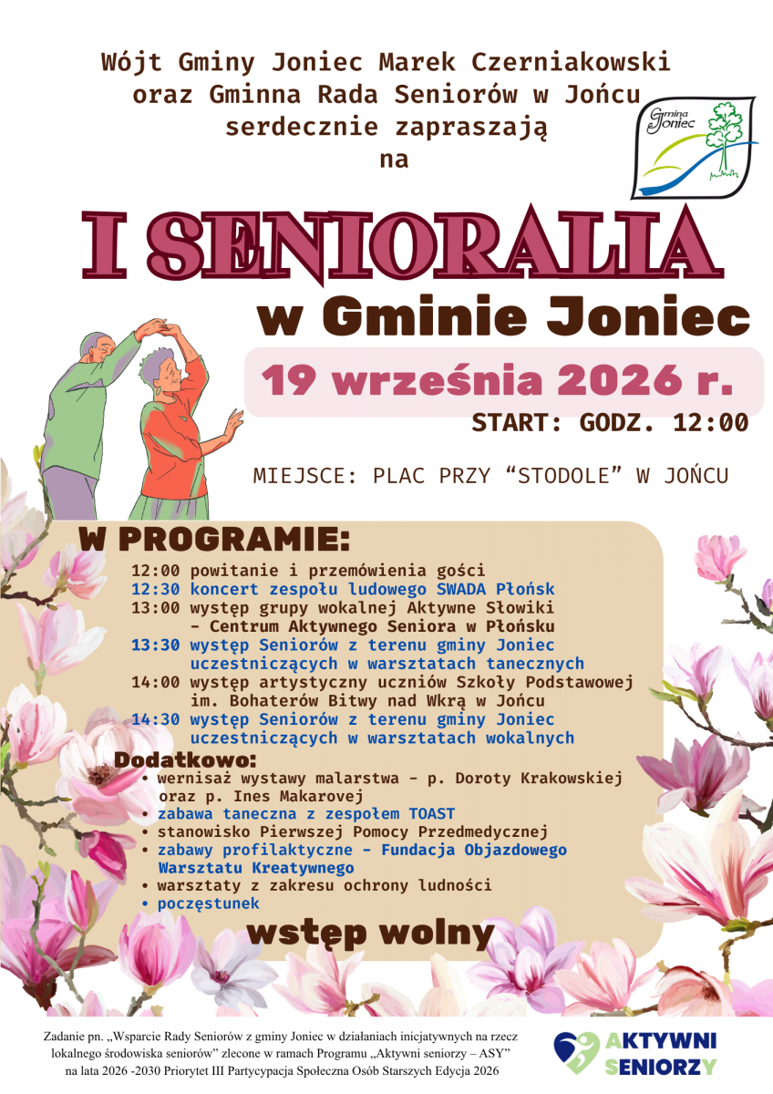 Zaproszenie na I Senioralia w Gminie Joniec