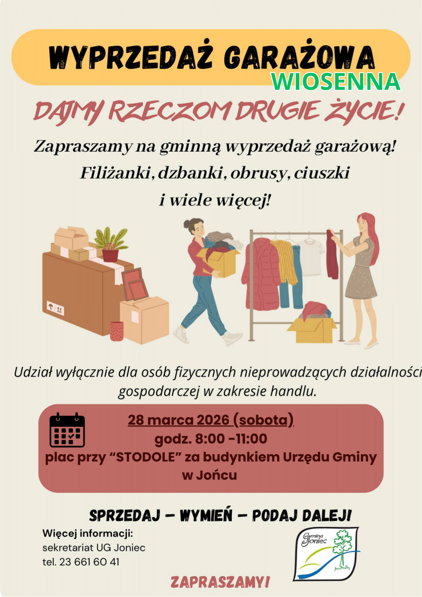 Wiosenna wyprzedaż garażowa w Jońcu