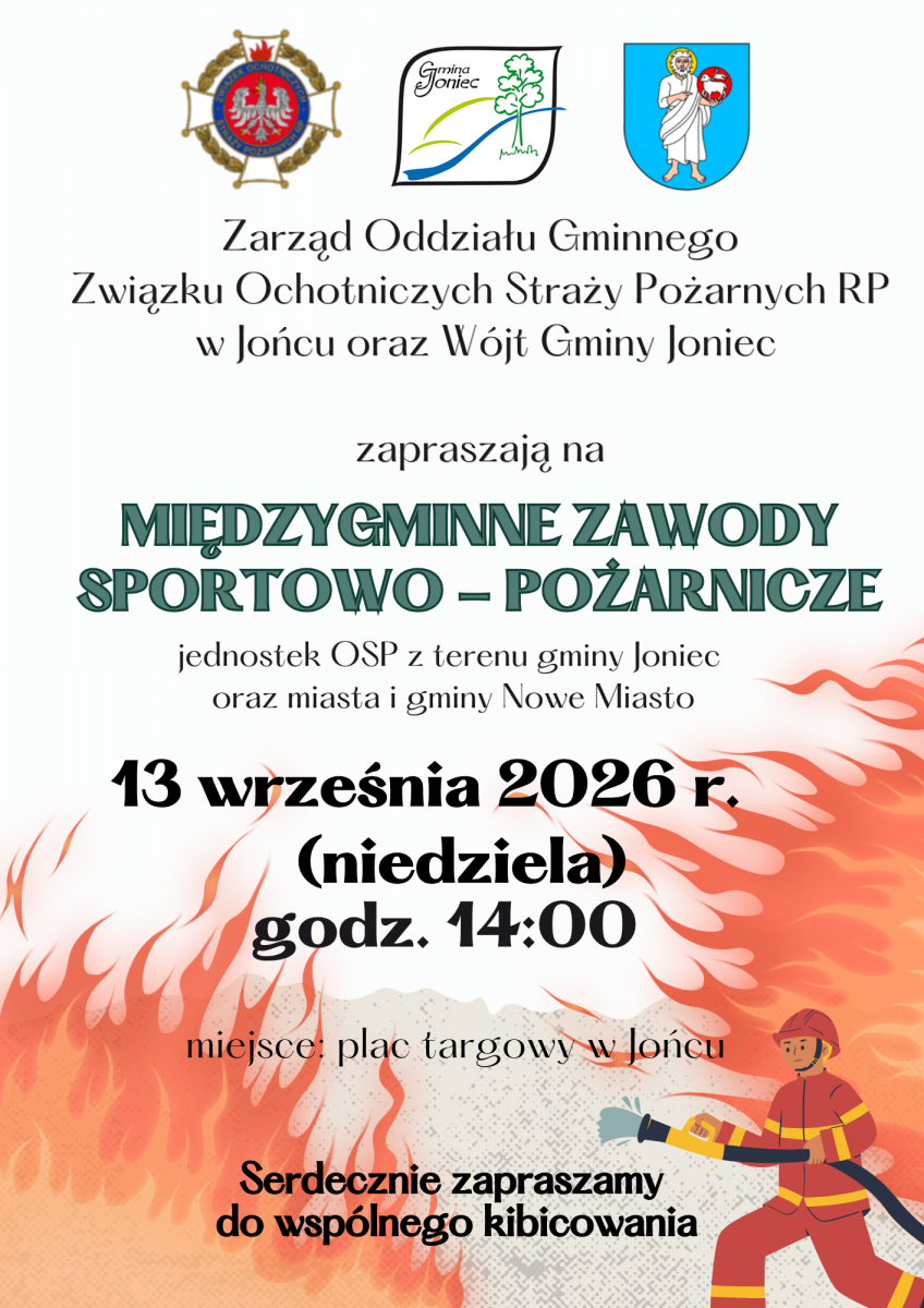 Zaproszenie na międzygminne zawody sportowo- pożarnicze w Jońcu